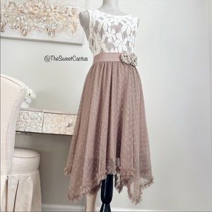 Altar’d State Boho Floral Lace Asymmetrical Ruffle Hem Sleeveless Dress Size L